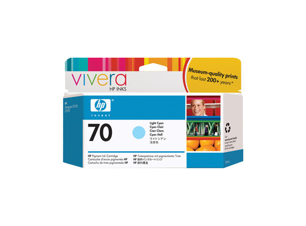 HP nr. 70 Vivera blekk lys cyan 130 ml 